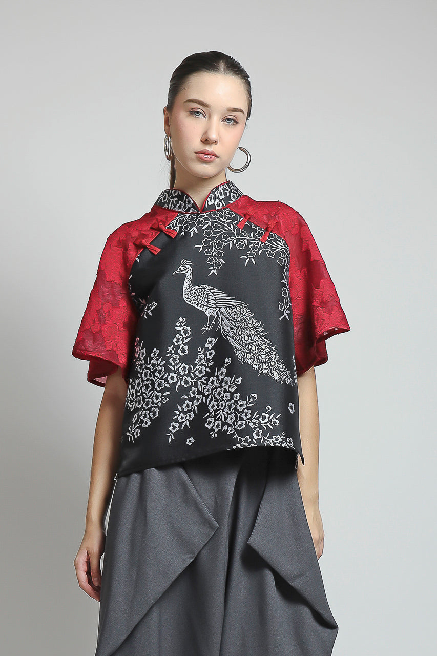 Bloom et Champs Peacock Print Top