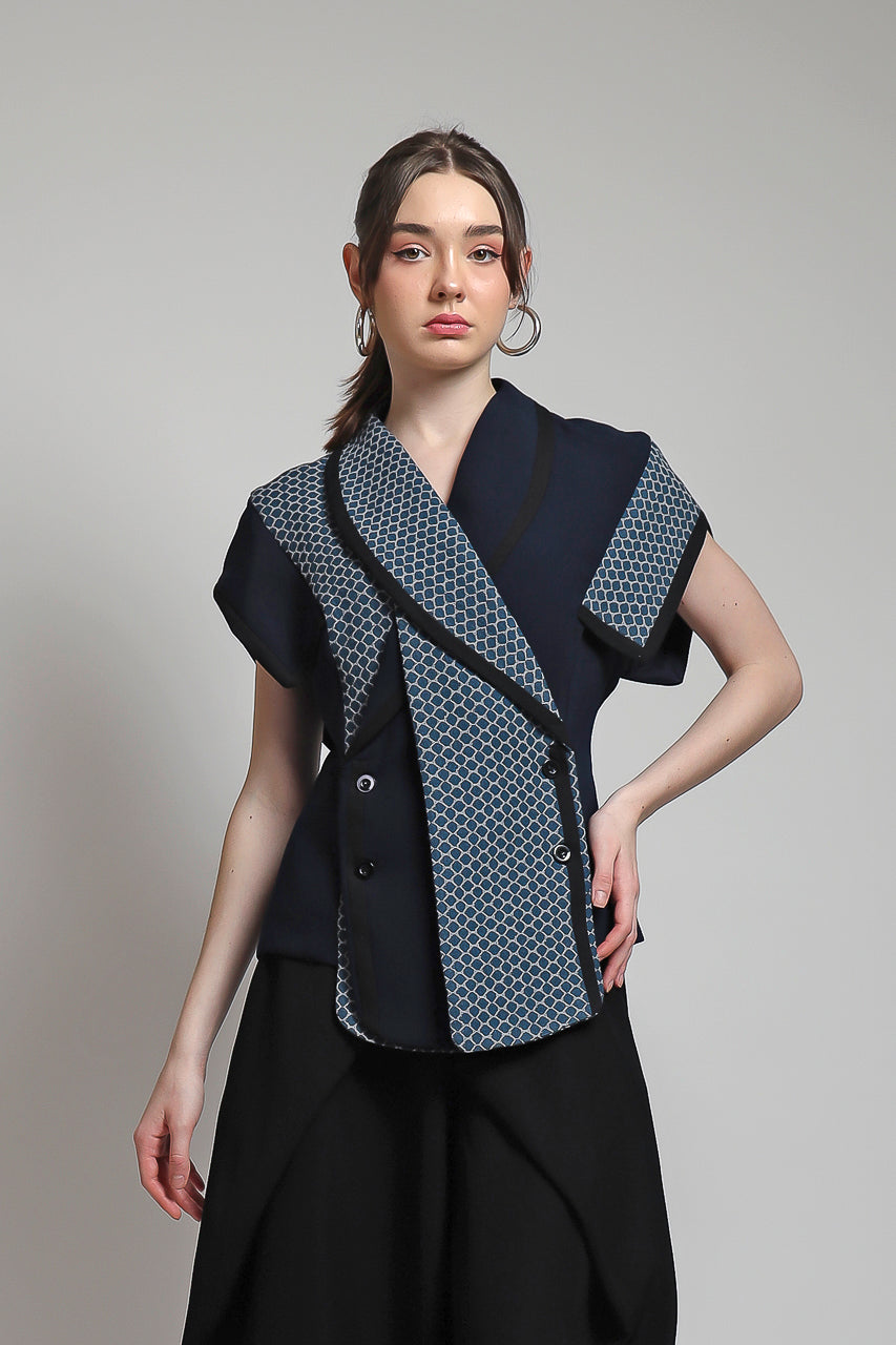 Bloom et Champs Blazer Checkered Navy