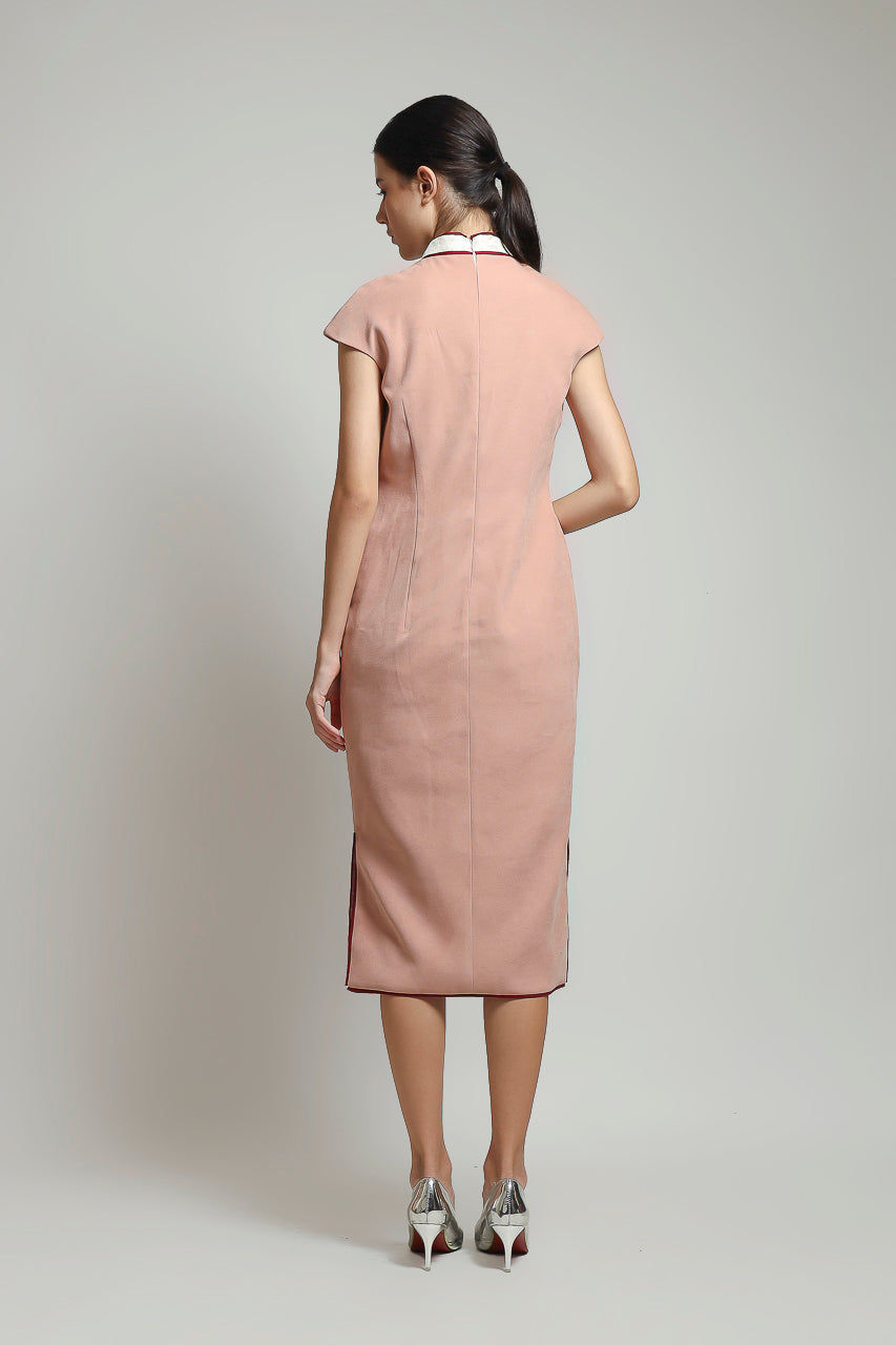 Bloom et Champs Dress Cheongsam Pink Embroidered