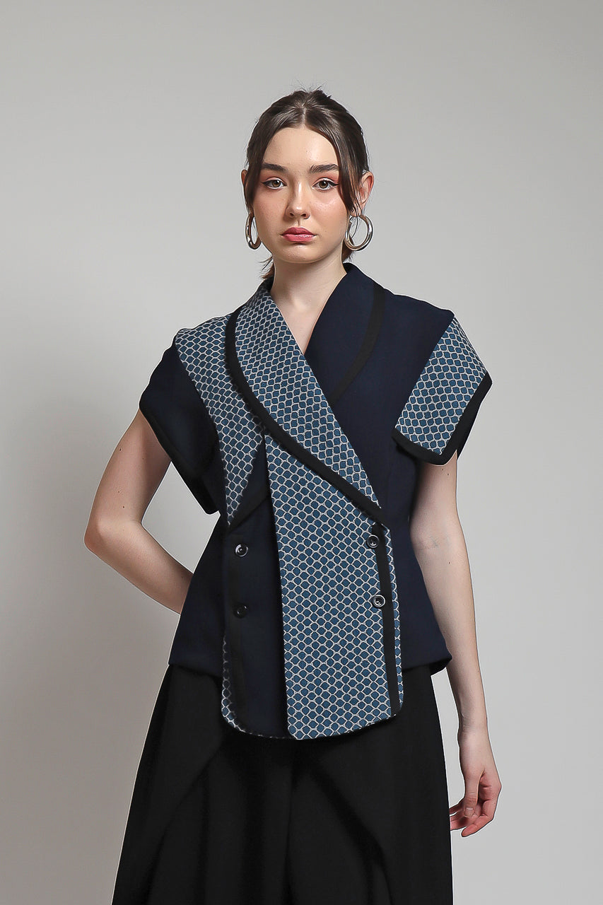 Bloom et Champs Blazer Checkered Navy