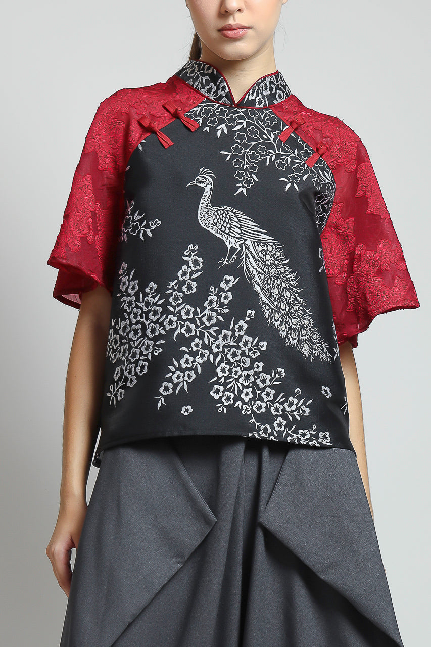 Bloom et Champs Peacock Print Top