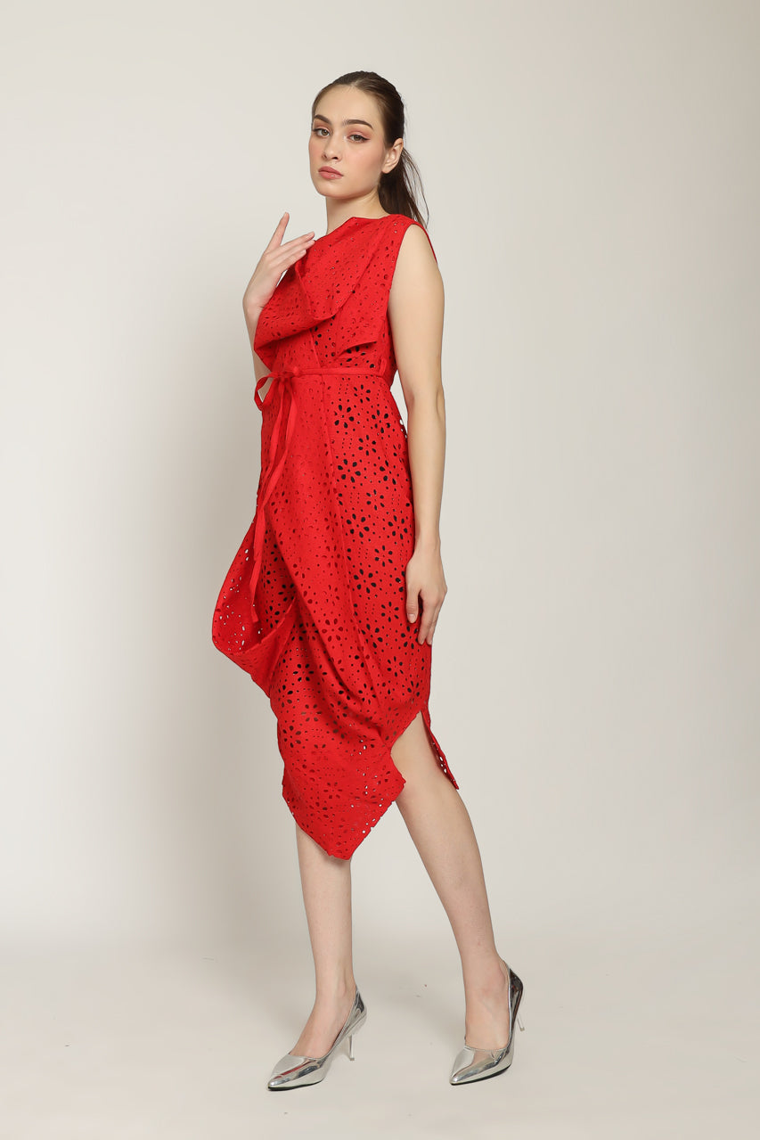 Bloom et Champs Dress Sumba Eyelet in Red