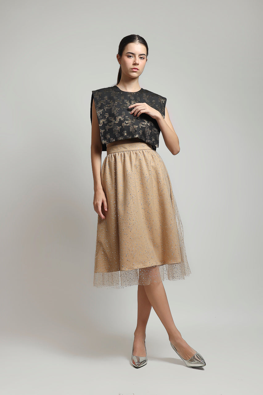 Bloom et Champs Tutu Skirt in Beige/Top Jacquard Kotak