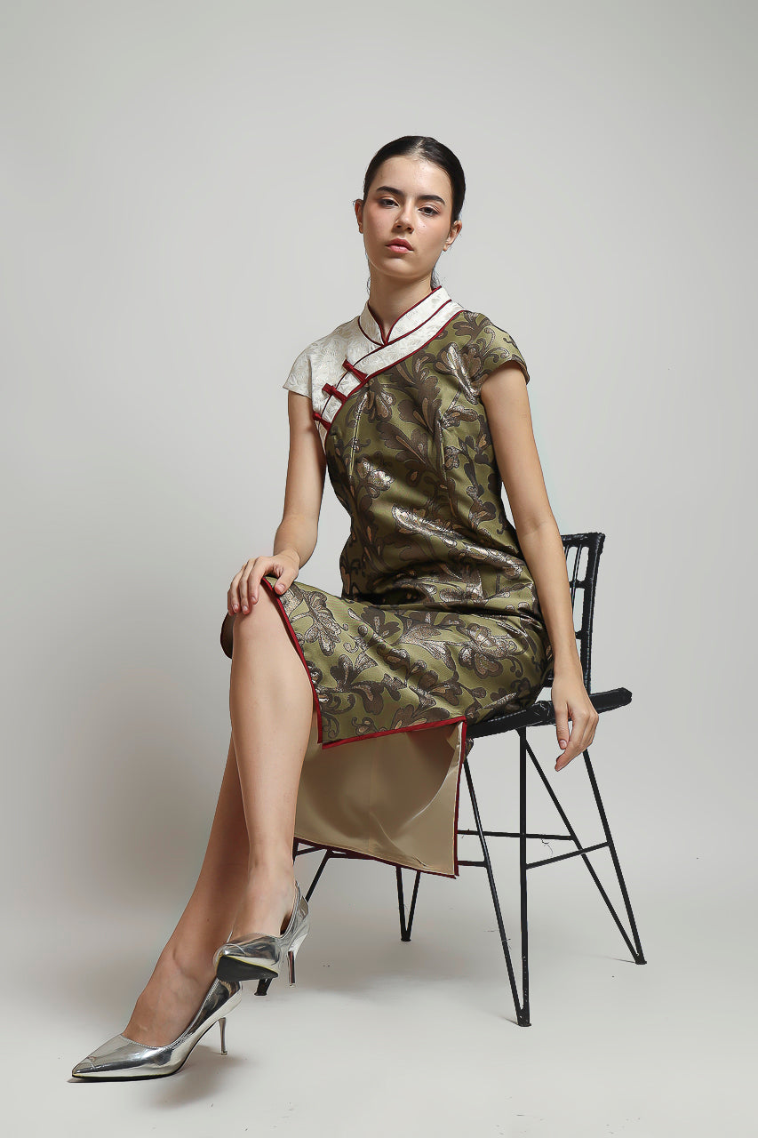 Bloom et Champs Dress Olive CheongSam